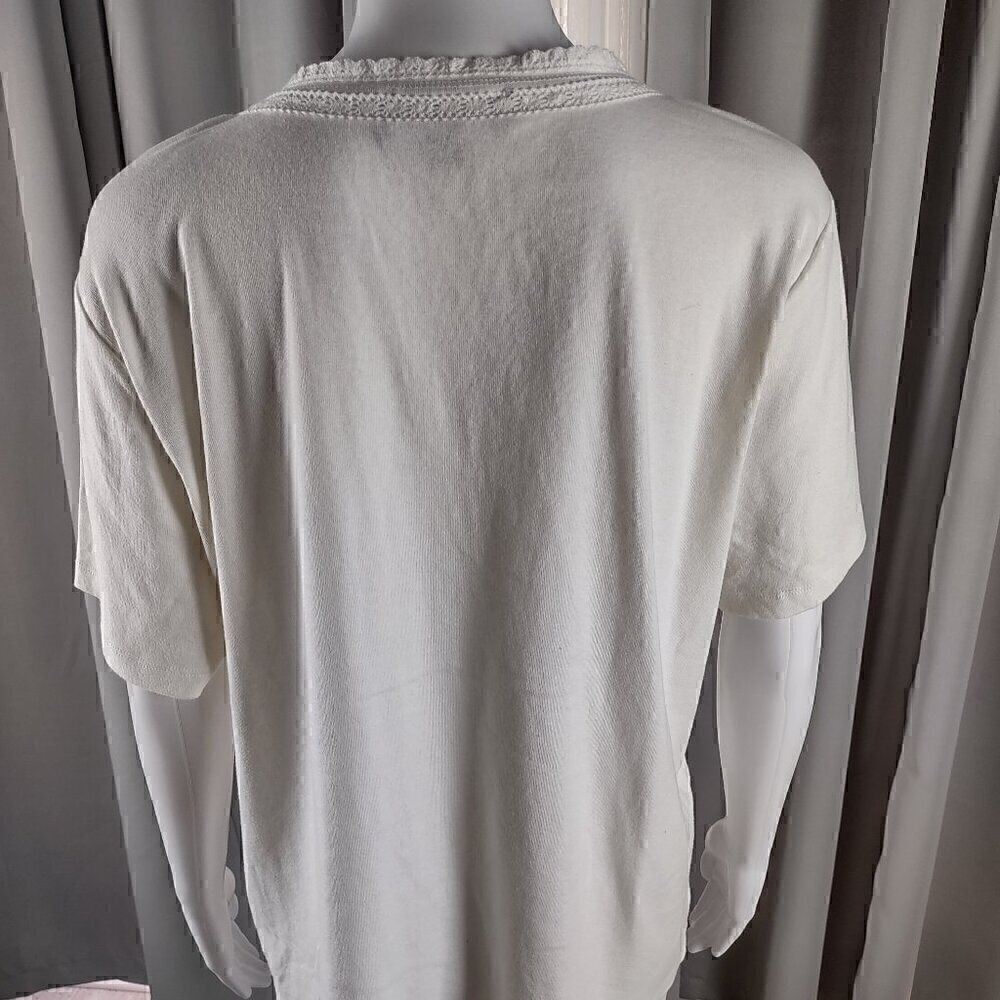Jones New York Signature Woman White 100% Cotton V-Neck Light Weight Top Size 1X - Picture 4 of 10
